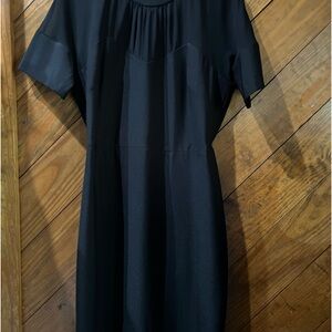 Anne Klein Black Sheath Dress with Pleated Ruffles and Short Sleeves for Work